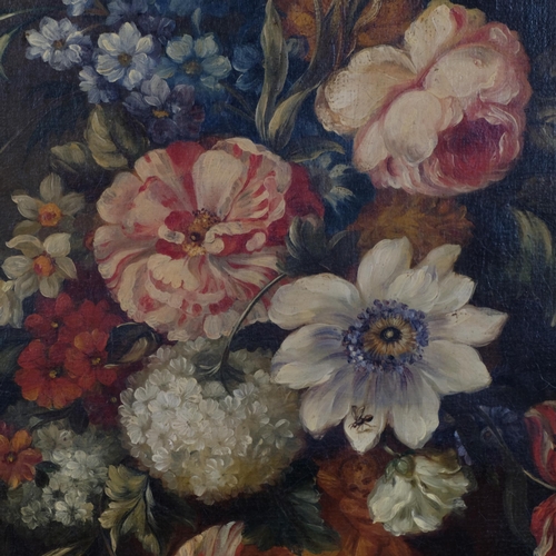 196 - Dutch style still life flower study, late 19th/early 20th century oil on canvas, unsigned, 76cm x 63... 