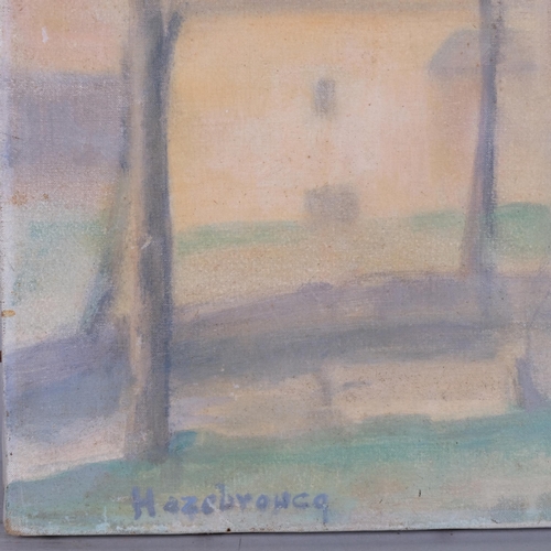 197 - Impressionist Continental landscape, oil on canvas, indistinctly signed, 24cm x 33cm, unframed