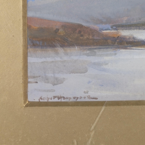 198 - Highland lake scene, watercolour, indistinctly signed, 13cm x 18cm, framed