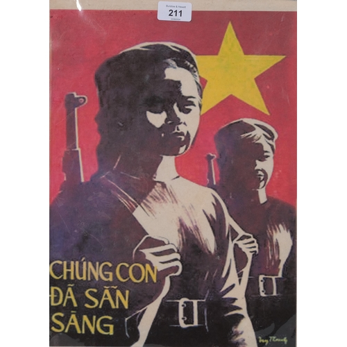 211 - South East Asian propaganda poster print, 40cm x 30cm, unframed