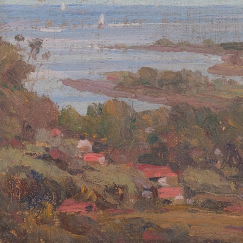 212 - Continental coastal scene, oil on board, early 20th century, unsigned, 32.5cm x 40.5cm, unframed