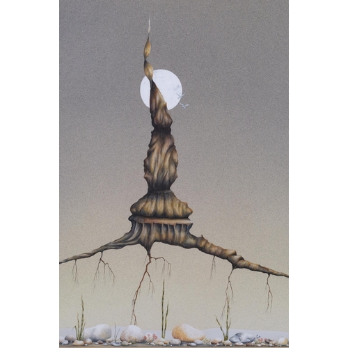 224 - Bogdan Pilatowicz (Polish), surrealist image, gouache, signed with monogram, 1979, 37cm x 25cm, fram... 