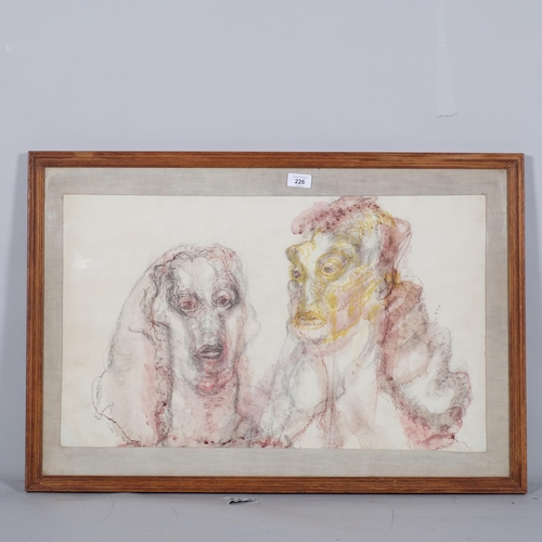 226 - Vera Cunningham (1897 - 1955), 2 abstract faces, watercolour, 40cm x 68cm, framed