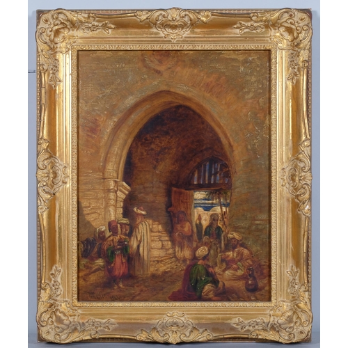 227 - William James Muller (1812 - 1845), Middle Eastern street scene, oil on wood panel, signed and dated... 