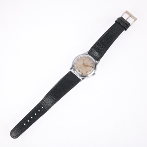 1010 - TUDOR - a Vintage nickel plated Aqua mechanical wristwatch,  circa 1950s, silvered dial with applied... 