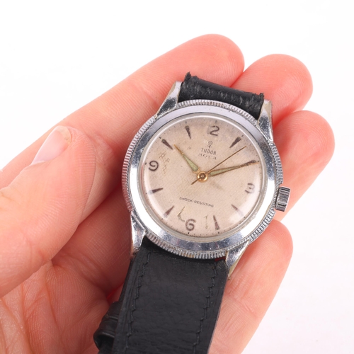 1010 - TUDOR - a Vintage nickel plated Aqua mechanical wristwatch,  circa 1950s, silvered dial with applied... 