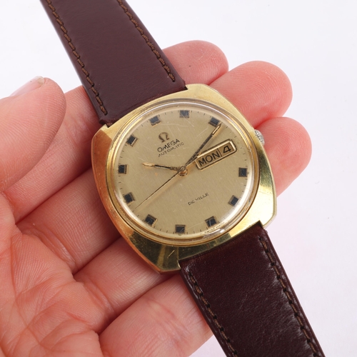 1027 - OMEGA - a Vintage gold plated De Ville automatic calendar wristwatch, circa 1960s, champagne dial wi... 