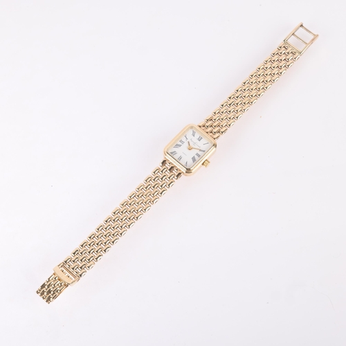 1031 - ASPREY & GARRARD - a lady's 9ct gold quartz bracelet watch, white dial with Roman numeral hour marke... 