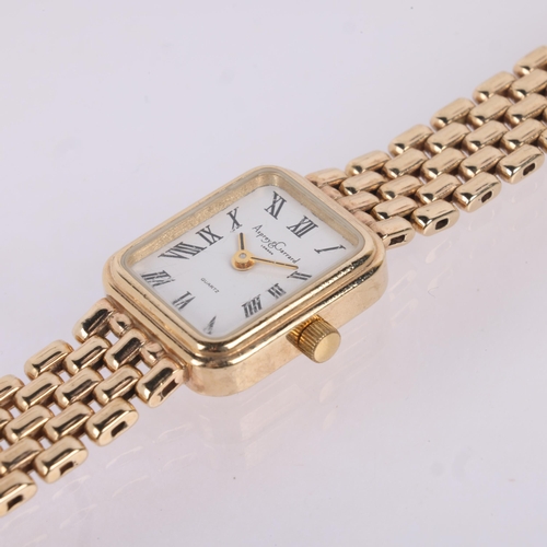 1031 - ASPREY & GARRARD - a lady's 9ct gold quartz bracelet watch, white dial with Roman numeral hour marke... 