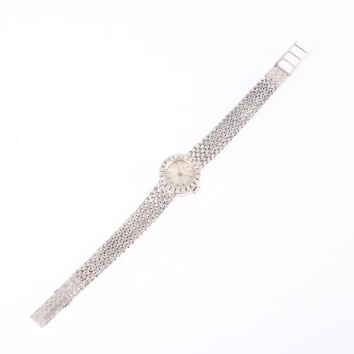 1032 - LONGINES - a lady's Vintage 18ct white gold diamond mechanical cocktail wristwatch, circa 1960s, sil... 