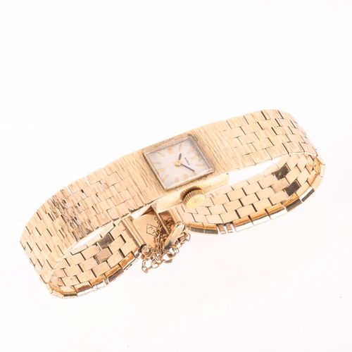 1034 - BUREN - a lady's Vintage 9ct gold mechanical bracelet watch, circa 1960s, silvered dial with applied... 