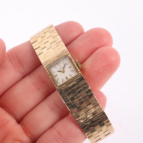 1034 - BUREN - a lady's Vintage 9ct gold mechanical bracelet watch, circa 1960s, silvered dial with applied... 