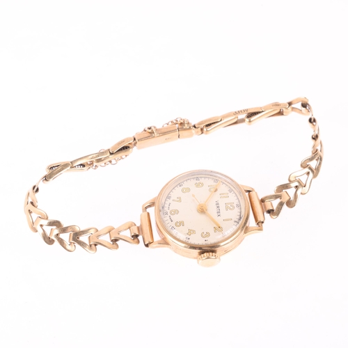 1039 - VERTEX - a lady's 9ct mechanical bracelet watch, silvered dial with gilt Arabic numerals, pencil han... 