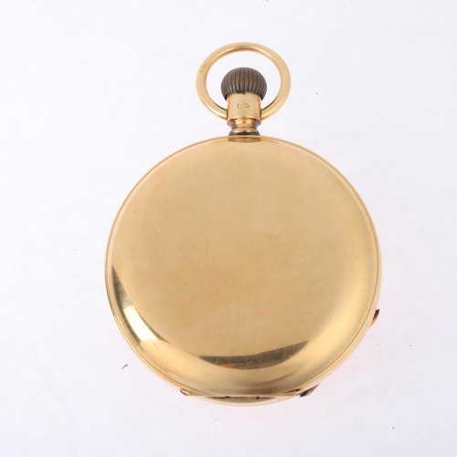 1041 - WALTHAM - an early 20th century 18ct gold full hunter keyless pocket watch, white enamel dial with h... 