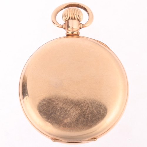 1047 - ROLEX - an early 20th century gold plated open-face keyless pocket watch, white enamel dial with Rom... 