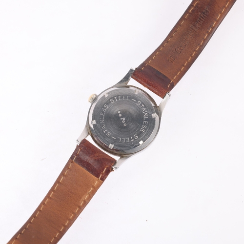 1053 - MARCONI - a Vintage stainless steel mechanical wristwatch, circa 1940s, silvered dial with black Ara... 