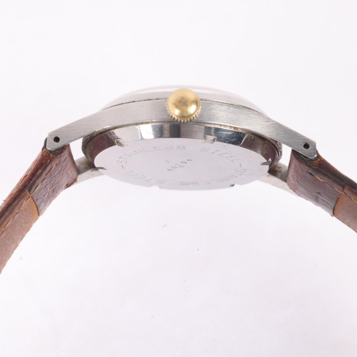 1053 - MARCONI - a Vintage stainless steel mechanical wristwatch, circa 1940s, silvered dial with black Ara... 