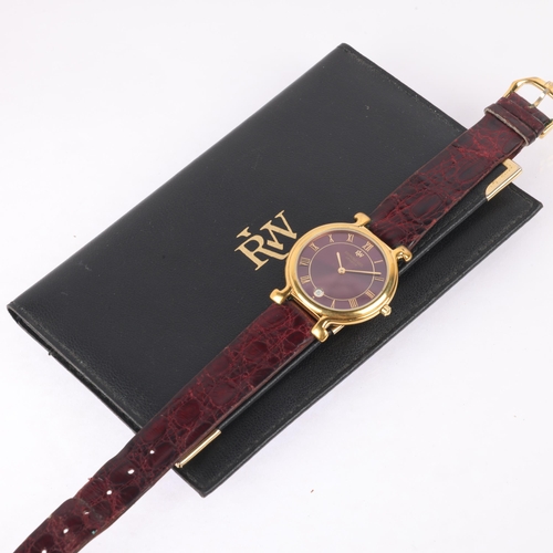 1058 - RAYMOND WEIL - an 18k gold plated Traditional Purple quartz calendar wristwatch, ref. 9136-2, circa ... 