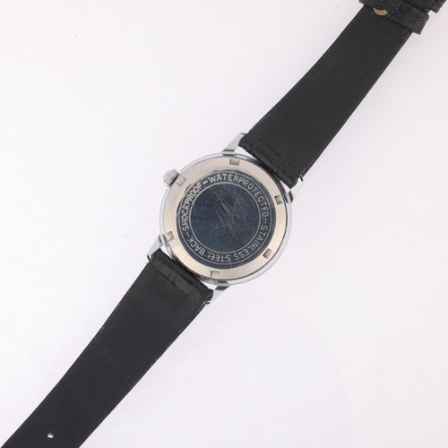 1061 - AUREOLE - a Vintage stainless steel mechanical wristwatch, silvered spiderweb dial with applied gilt... 