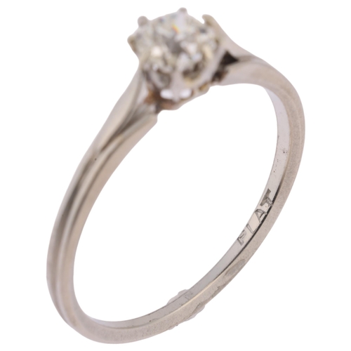 1116 - An Art Deco platinum 0.4ct single stone diamond ring, claw set with round old-cut diamond, colour ap... 