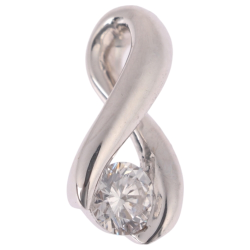 1117 - An 18ct white gold 0.12ct single stone diamond pendant, maker DD, set with modern round brilliant-cu... 