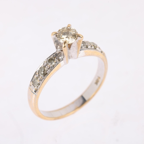 1125 - A 14ct gold 0.35ct single stone diamond ring, claw set with modern round brilliant-cut diamond and d... 