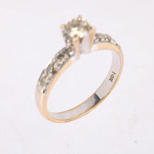 1125 - A 14ct gold 0.35ct single stone diamond ring, claw set with modern round brilliant-cut diamond and d... 