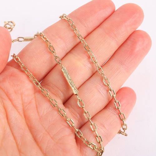 1132 - A Continental unmarked 9ct gold long fancy bark link sautoir chain necklace, unmarked but tests as 9... 