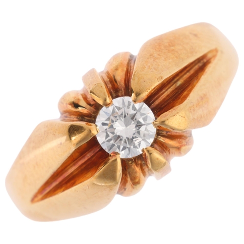 1133 - An 18ct gold 0.3ct single stone gypsy ring, maker EF Ltd, Sheffield 1995, set with modern round bril... 