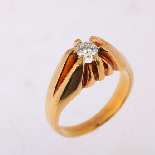 1133 - An 18ct gold 0.3ct single stone gypsy ring, maker EF Ltd, Sheffield 1995, set with modern round bril... 