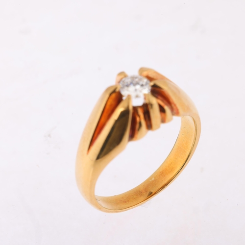 1133 - An 18ct gold 0.3ct single stone gypsy ring, maker EF Ltd, Sheffield 1995, set with modern round bril... 