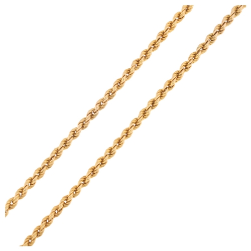 1164 - A 9ct gold rope twist chain necklace, maker NK, import London 1988, 40cm, 10.6g