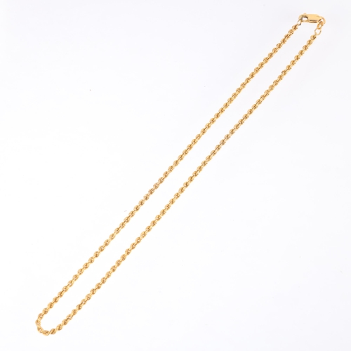 1164 - A 9ct gold rope twist chain necklace, maker NK, import London 1988, 40cm, 10.6g