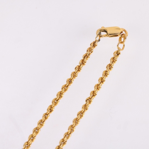 1164 - A 9ct gold rope twist chain necklace, maker NK, import London 1988, 40cm, 10.6g