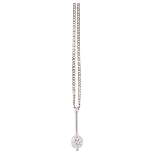 1168 - A 9ct gold single stone cubic zirconia pendant necklace, on 9ct fine curb link chain, pendant 14.5mm... 