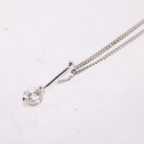 1168 - A 9ct gold single stone cubic zirconia pendant necklace, on 9ct fine curb link chain, pendant 14.5mm... 