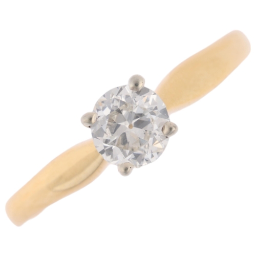 1169 - An 18ct gold 0.5ct single stone diamond ring, claw set with round transitional-cut diamond, colour a... 