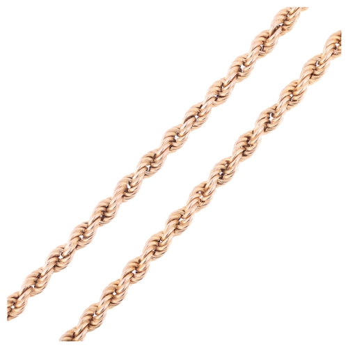 1184 - A 9ct gold rope twist chain necklace, 70cm, 22.8g