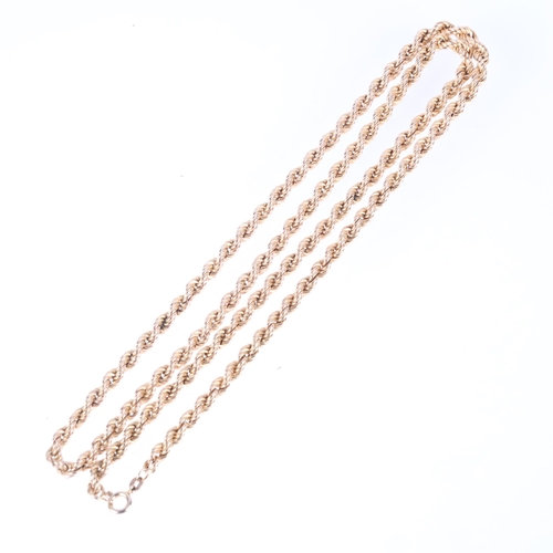 1184 - A 9ct gold rope twist chain necklace, 70cm, 22.8g