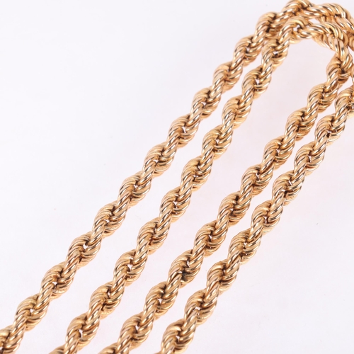 1184 - A 9ct gold rope twist chain necklace, 70cm, 22.8g