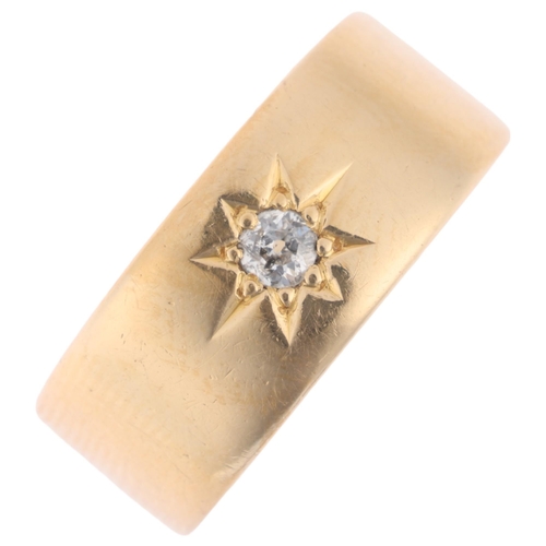 1188 - An early 20th century 18ct gold 0.15ct single stone diamond band ring, maker AC Co, Birmingham 1915,... 