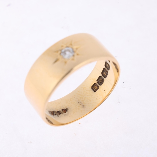 1188 - An early 20th century 18ct gold 0.15ct single stone diamond band ring, maker AC Co, Birmingham 1915,... 