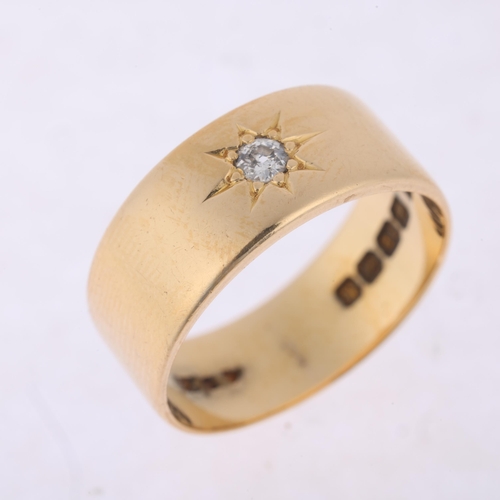 1188 - An early 20th century 18ct gold 0.15ct single stone diamond band ring, maker AC Co, Birmingham 1915,... 