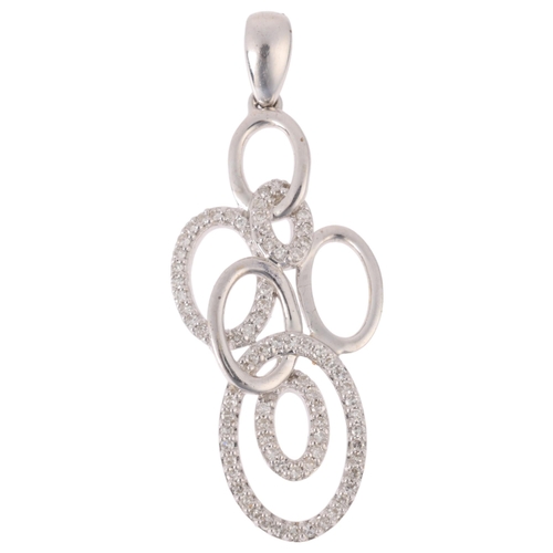 1190 - A 14ct white gold diamond hoop pendant, set with eight-cut diamonds, 38.4mm, 2.7g