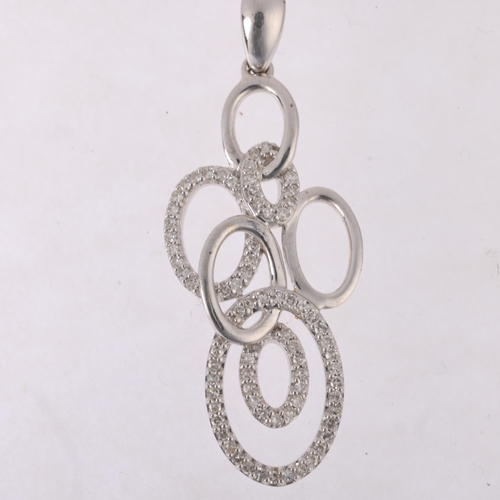 1190 - A 14ct white gold diamond hoop pendant, set with eight-cut diamonds, 38.4mm, 2.7g