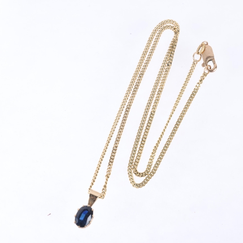 1193 - A single stone sapphire pendant necklace, claw set with 1.5ct oval mixed-cut sapphire on 9ct fine fl... 