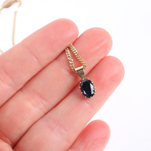 1193 - A single stone sapphire pendant necklace, claw set with 1.5ct oval mixed-cut sapphire on 9ct fine fl... 