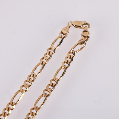 1195 - An Italian 9ct gold figaro link chain necklace, 60cm, 20.2g