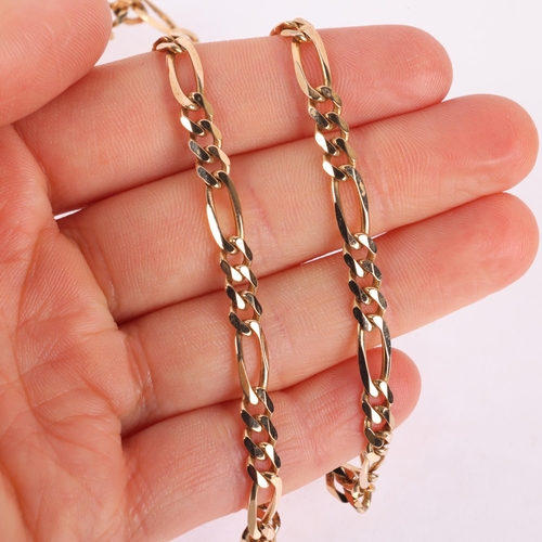 1195 - An Italian 9ct gold figaro link chain necklace, 60cm, 20.2g