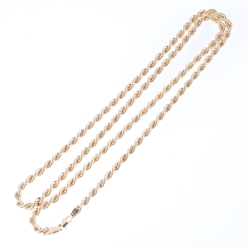 1197 - An Italian 9ct gold rope twist chain necklace, 68cm, 12.6g